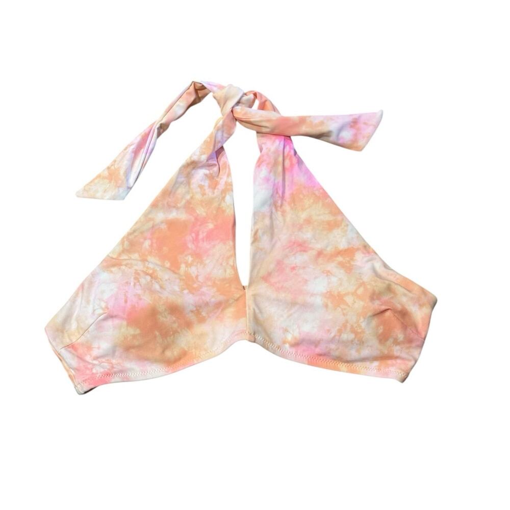 NWT! Aerie Crossover Keyhole Halter Bikini Top in Beach Peach - Size Large - Picture 7 of 10